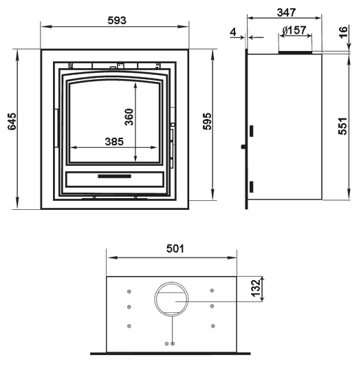 Cast Tec Titus 5 Wood Burning Cassette Stove Sizes