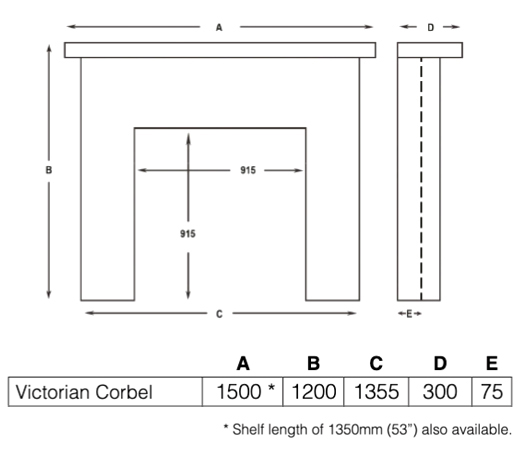 Cast Tec Victorian Corbel Fireplace Sizes