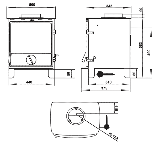 Cast Tec Vulcan 8 Multi-Fuel Stove Sizes