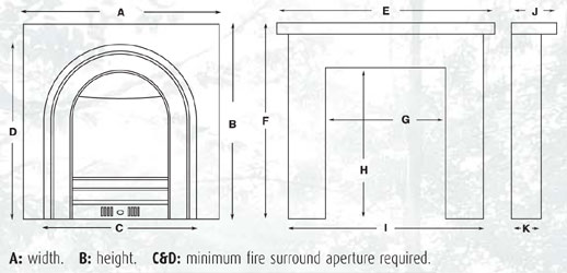 Cast Tec Tulip Fireplace Package Dimensions