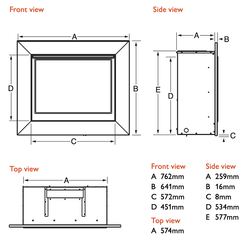 Celena Mk3 Gas Fire Sizes