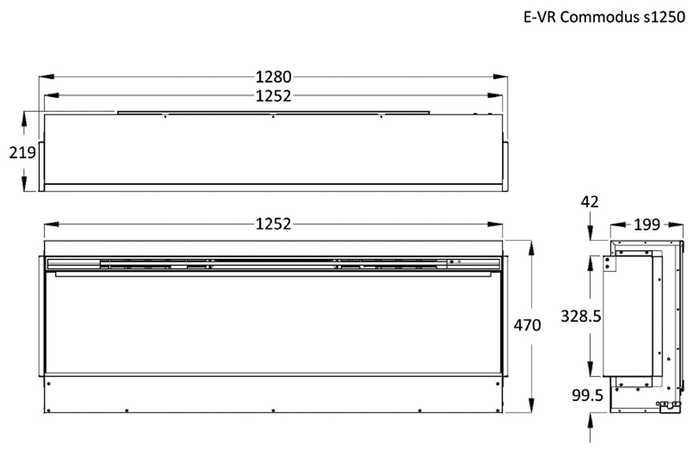 Celsi Commodus 1250 Electric Fire Sizes