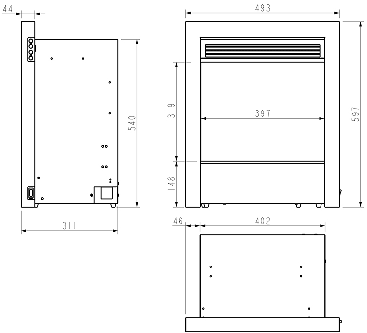 DLX Olympus Inset Electric Fire Sizes - Celsi Fires