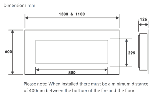 Celsi Electriflame Hang-on-the-Wall Electric Fire - Black Glass Sizes