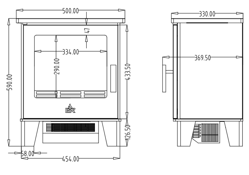 Celsi Stratford Electric Stove SIzes