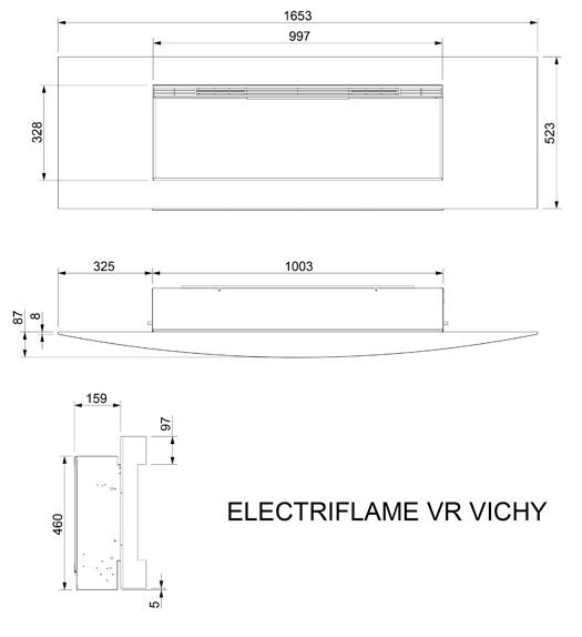 Celsi Electriflame VR Vichy Sizes