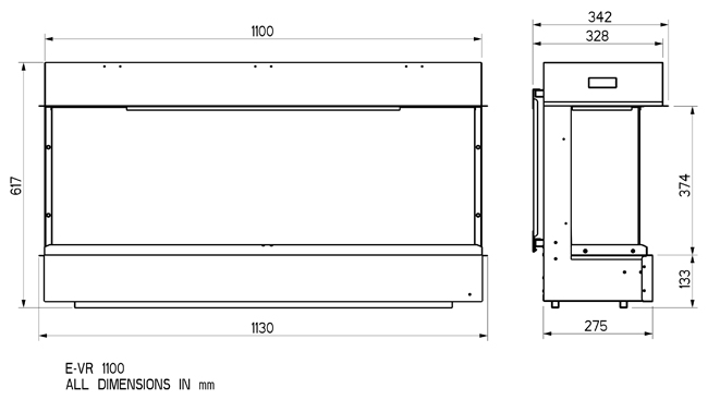 Celsi Electriflame VR 1100 Dimensions