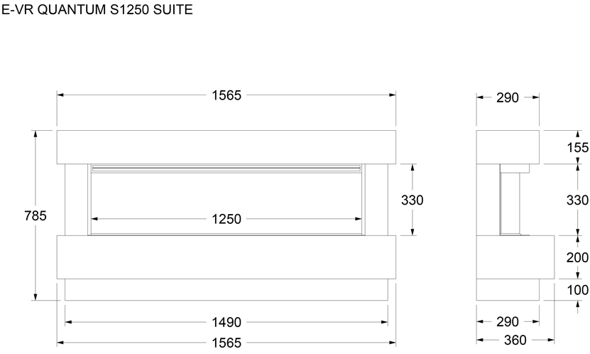 Quantum S1250 Suite Dimensions