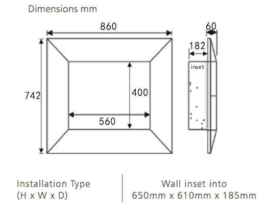 Celsi Ultiflame VR Impulse Inset Electric Fire Sizes