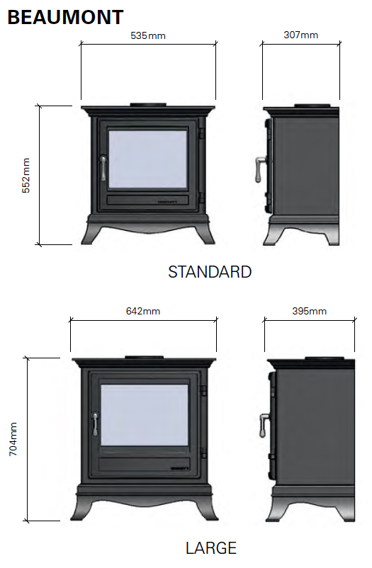 Chesneys Beaumont Gas Stove Sizes