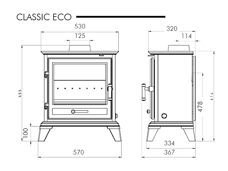 Gallery Classic 8 Eco Stove SIzes