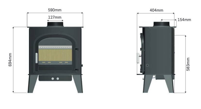 Cleanburn Stoves Skagen 5 Multi-Fuel Stove Sizes