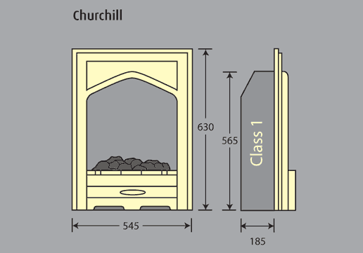 Courts Churchill Inset Gas Fire Dimensions