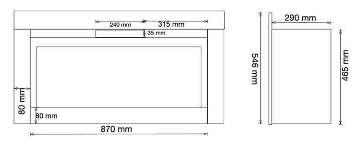 Crystal Fires Boston Wide Gas Fire Sizes