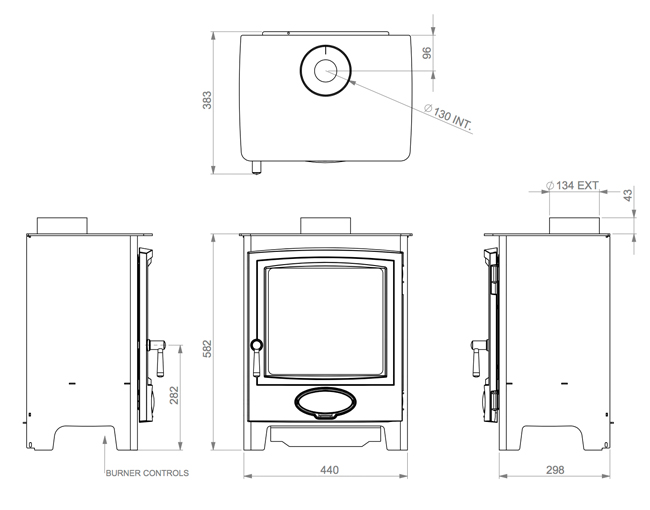 Crystal Fires California Gas Stove Dimensions