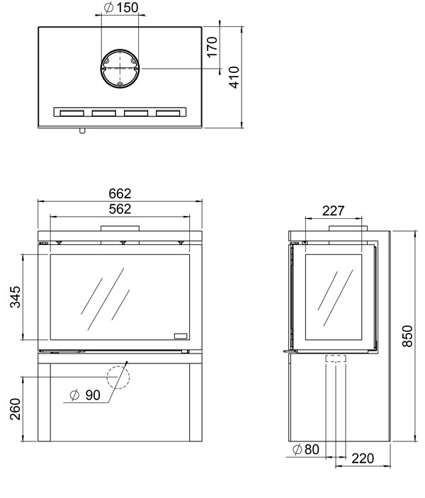 DG Fires Vidar Triple Wood Burning Stove Sizes