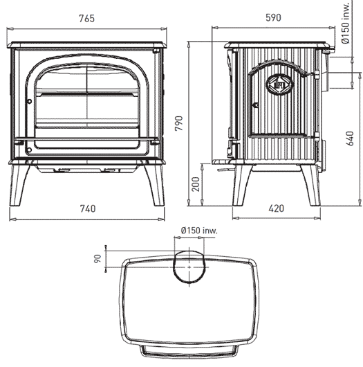 DRU78 CB & MF Stove Sizes