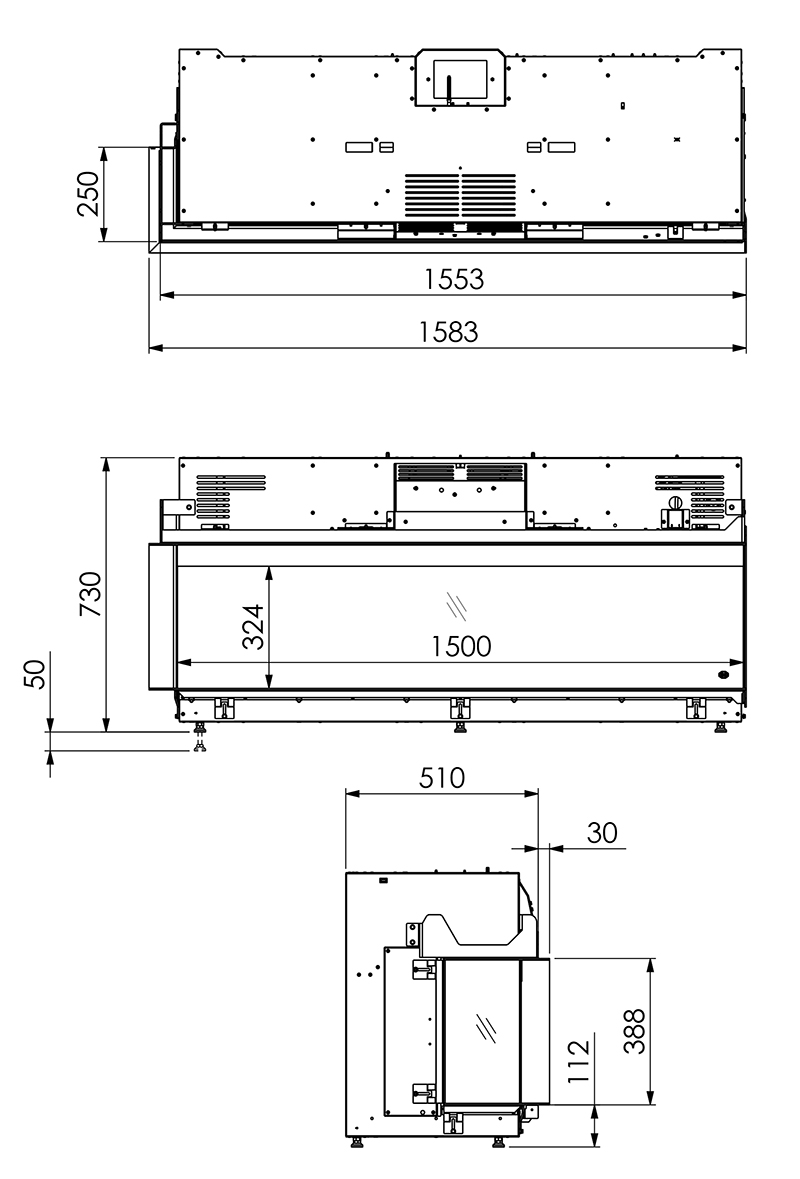 DRU Virtuo Evolve 150/2 2 Sided Electric Fire