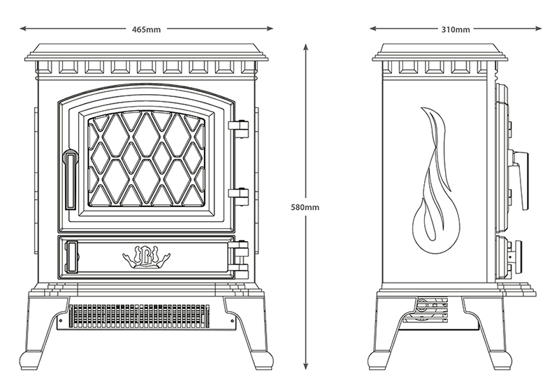 Sizes of York Cast Iron Stove