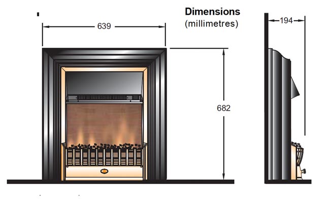 Dimplex Cheriton Fire Sizes