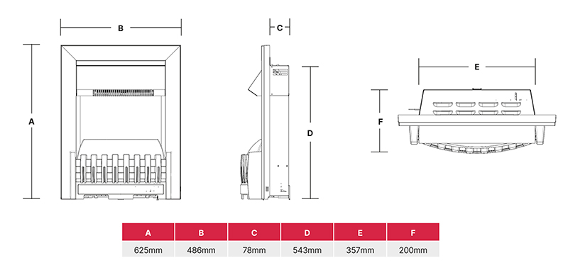 Dimplex Elsberry Sizes