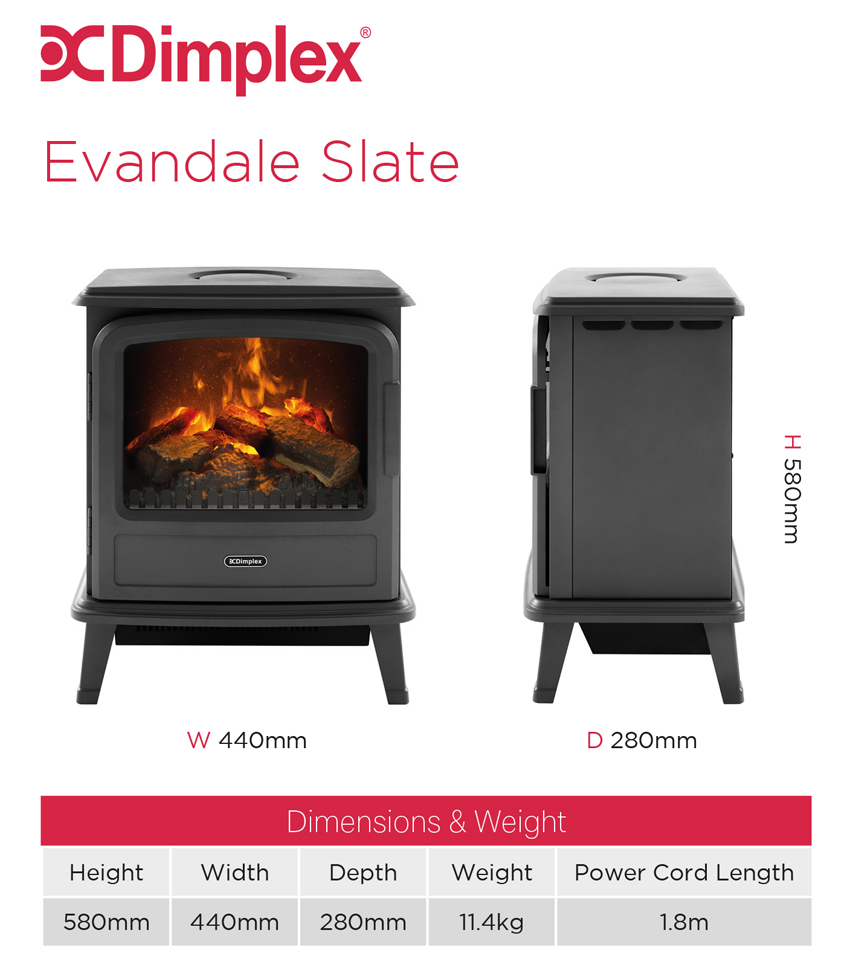 Dimplex Evandale Slate Stove Sizes