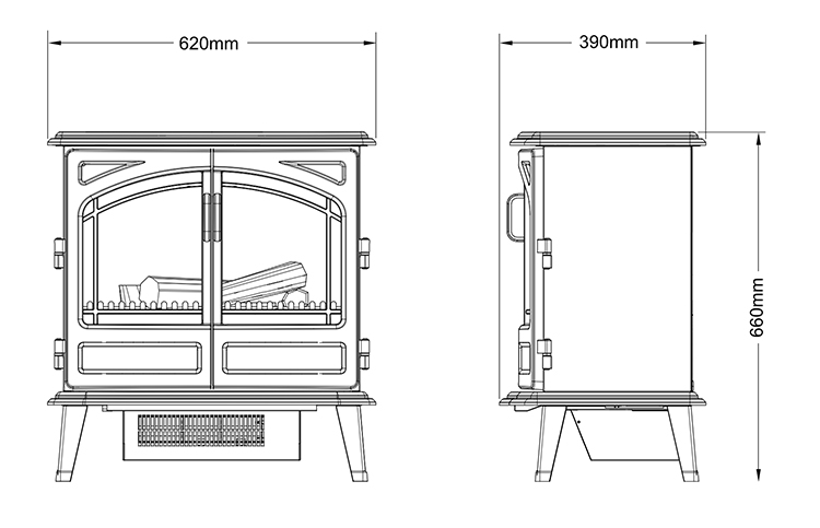 Dimplex Fortrose Optimyst Stove Dimensions