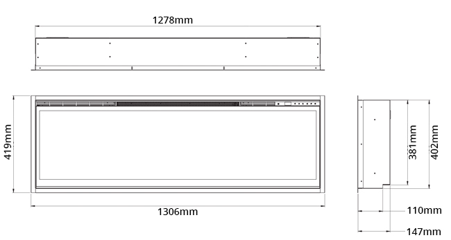 Dimplex Ignite XLF 50 Dimensions