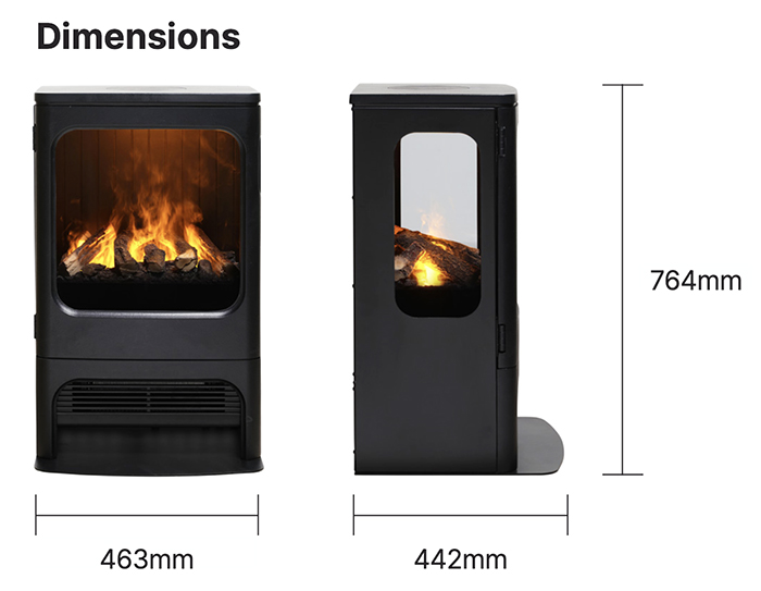 Dimplex Mapleton 80 Stove Sizes