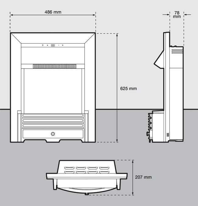 Dimplex Penngrove Opti-Myst Fire Sizes