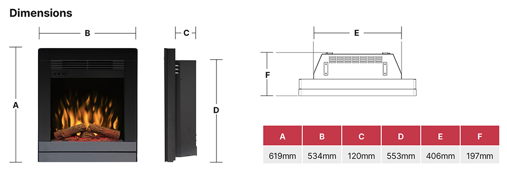 Dimplex Scala 16" Sizes