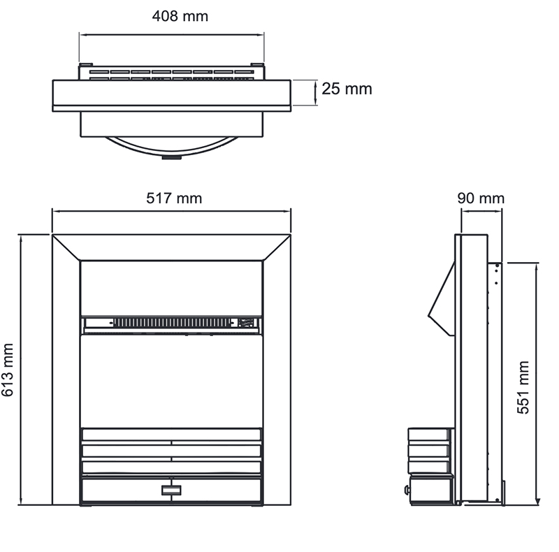 Dimplex Skeldon Sizes