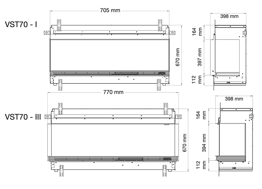 Dimplex Vista 70 Fire Sizes