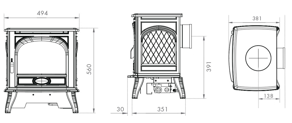 Dovre 280 Gas Stove Sizes