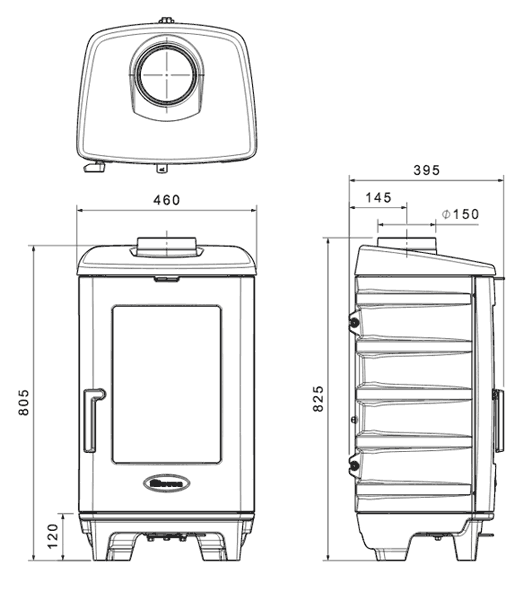 Dovre Brut Wood Burning Stove Dimensions
