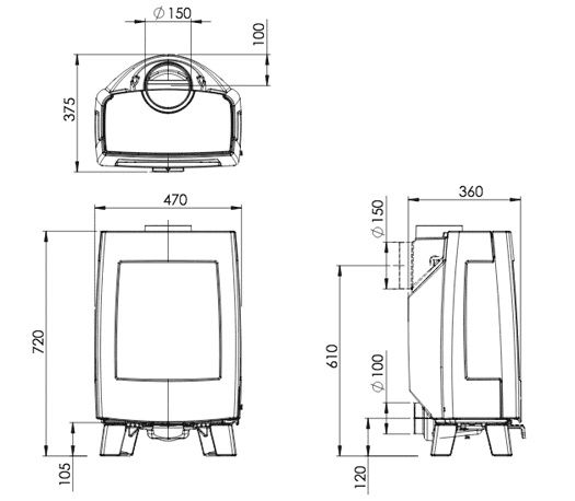 Dovre Sense 110 & 113 Wood Burning Stove Sizes
