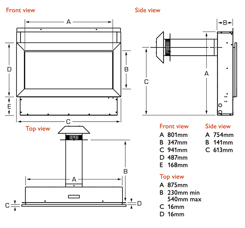 Eden Elite Slimline Balanced Flue Sizes