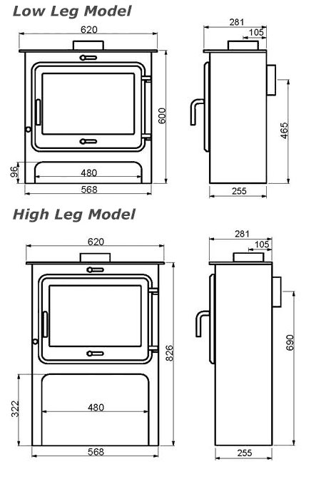 Ekol Clarity Vision Stove Sizes