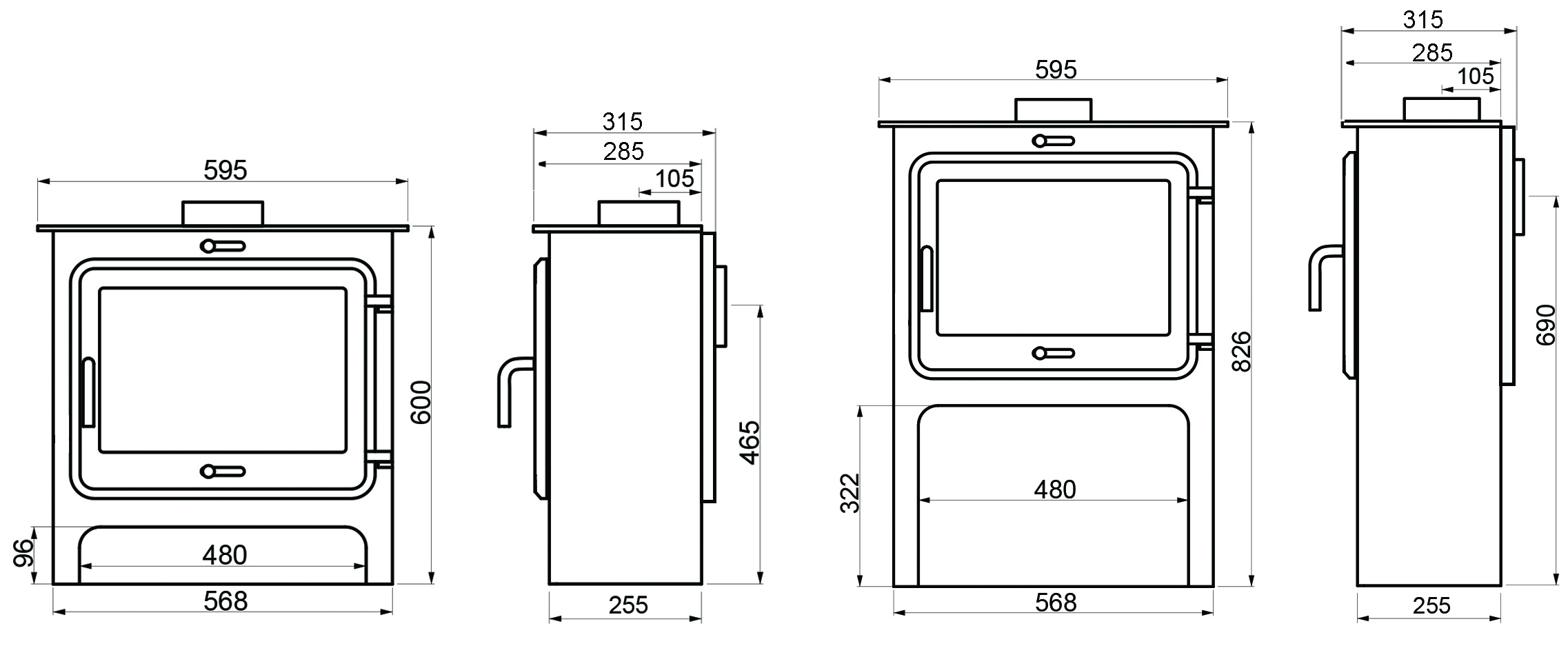 Ekol Clarity Vision Stove Sizes