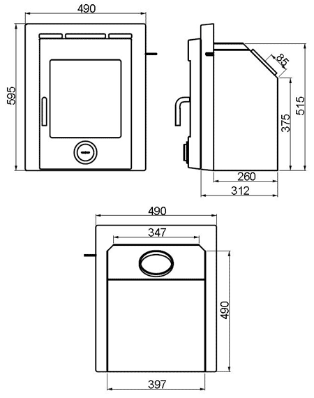 Ekol Inset 5 Multi-Fuel Stove Sizes