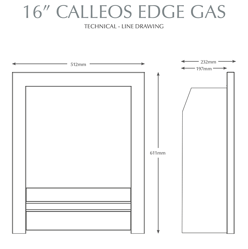 Calleos 16" Edge Gas Fire Sizes