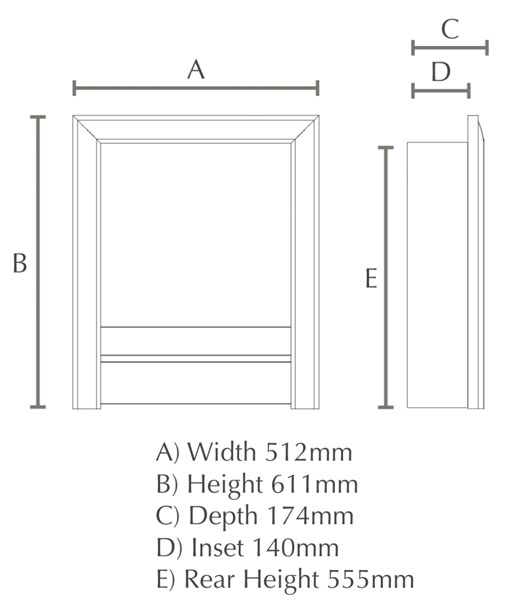 Elgin & Hall Chollerton 16" Standard Electric Fire Sizes