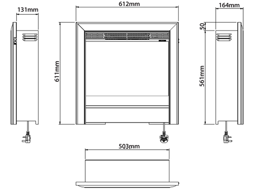 Chollerton electric fire sizes