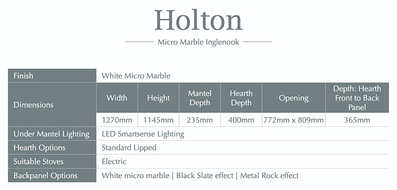 Holton Inglenook Suite Dimensions