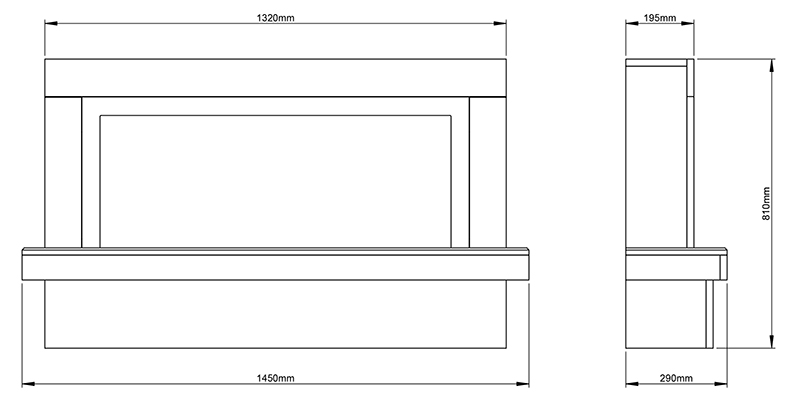 Pryzm Impero 57" Floor Standing Sizes