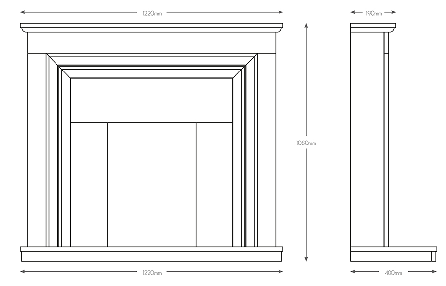 Vitalia 48" Marble Electric Fireplace Suite Dimensions