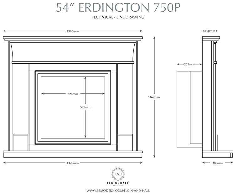 Elgin & Hall Erdington 750CF Suite Sizes
