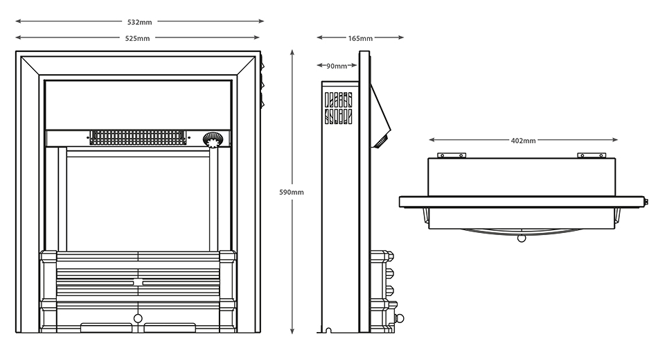 FLARE Aspen Electric Fire Sizes