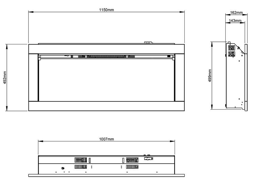 FLARE Avella Grande Electric Fire Sizes