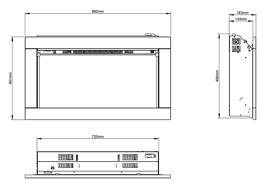 FLARE Avella Electric Fire Sizes